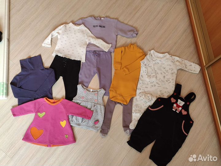Пакет одежды 6-12 месяцев 68-74 размер для девочки