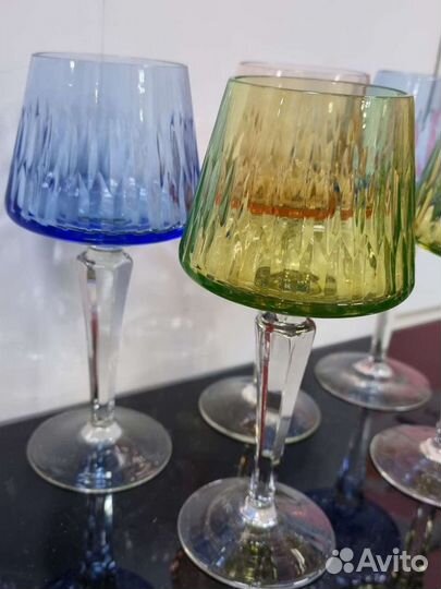 Фужеры цветной хрусталь гдр Германия