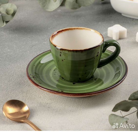 Чашка кофейная с блюдцем фарфор кофейный набор