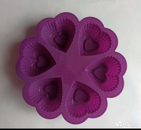 Силиконовая форма для выпечки кексов сердечки