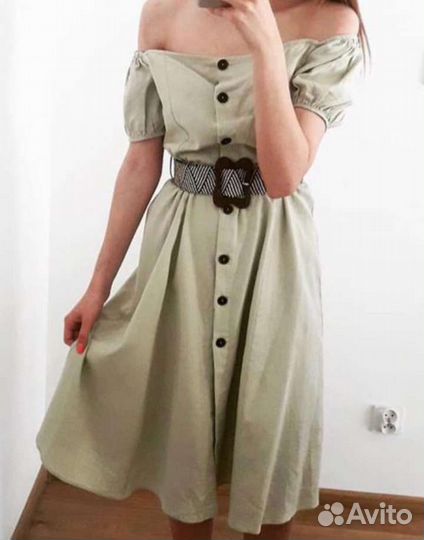 Льняное платье Zara XS