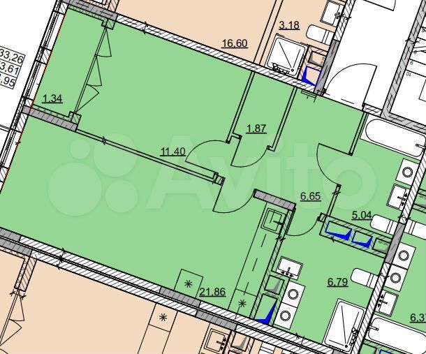 1-к. квартира, 55 м², 11/16 эт.