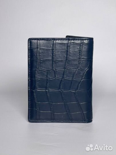 Обложка на паспорт Zilli синяя, кожа крокодила