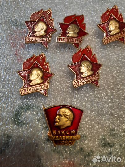 Значки СССР дружинник, пионеры и октябрята