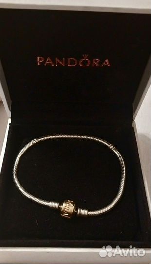 Браслет Pandora серебряный с золотом оригинал