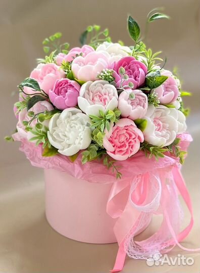 Мыло ручной работы букет пионов