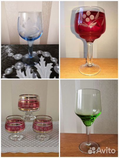 Бокалы, цветное стекло винтаж СССР
