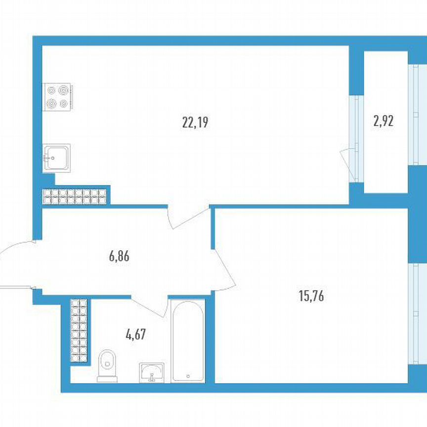 1-к. квартира, 50 м², 19/23 эт.