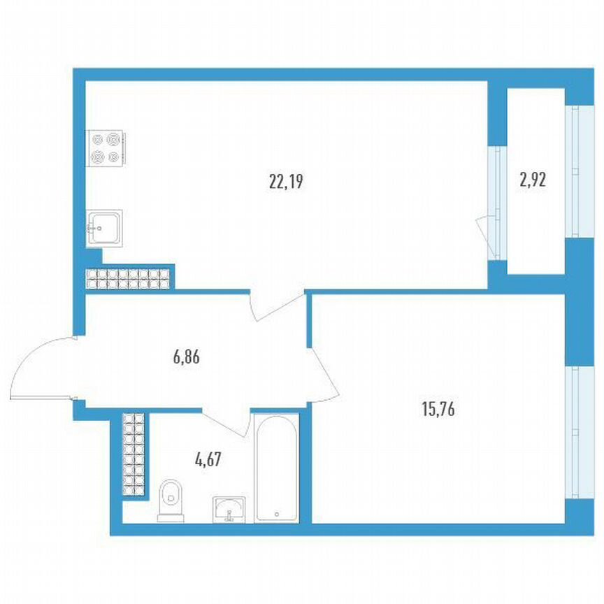 1-к. квартира, 50 м², 19/23 эт.