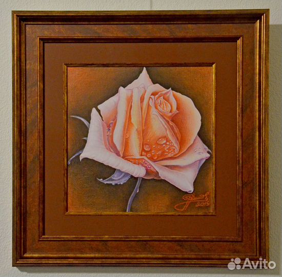 Картина цветными карандашами. Огненная роза