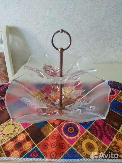 Ваза цветное стекло двухярусная