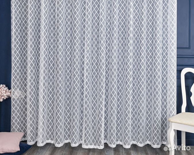 Тюль Лира белый пошив