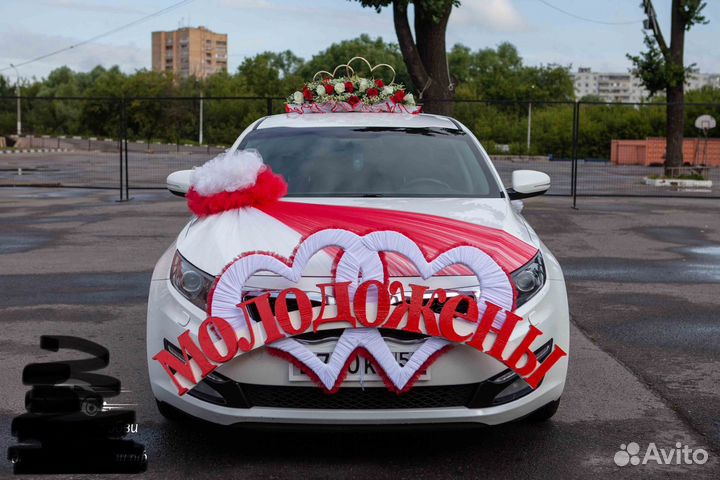 Красивый комплект свадебных украшений на машину