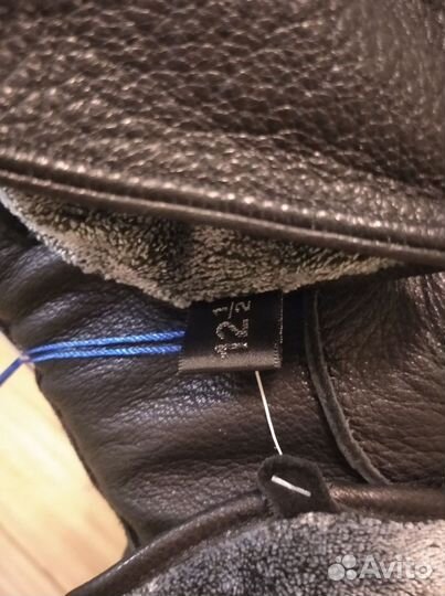 Перчатки мужские черные, кожа олень,на меху