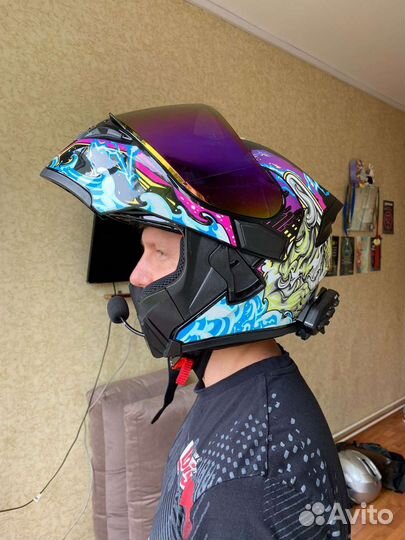 Мотошлем + гарнитура