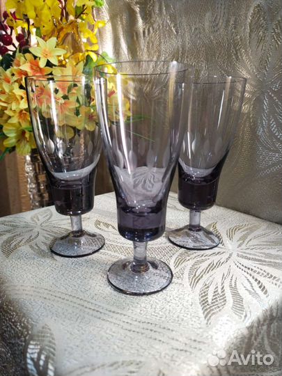 Набор бокалов 6 шт. цветное стекло. СССР. Винтаж