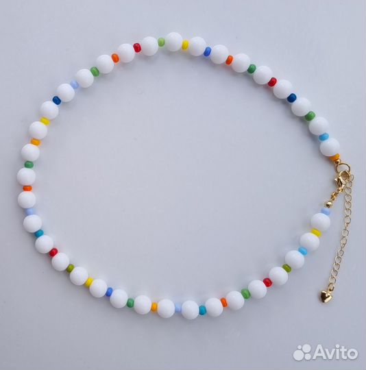 Летнее колье чокер из натуральных камней