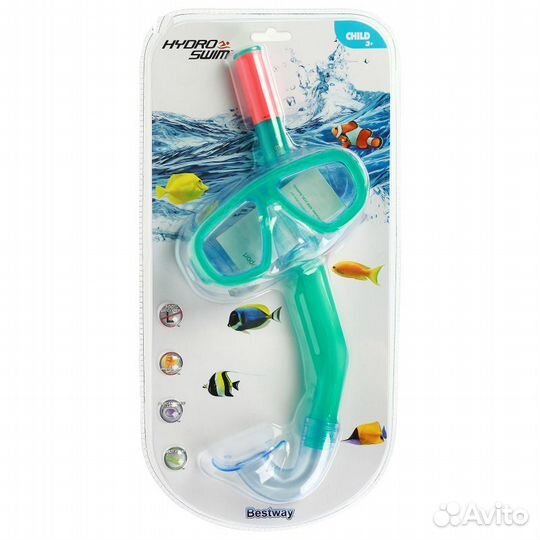 Маска с трубкой для плавания Fun бирюзовый