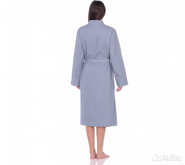 Халат вафельный Home One с кантом серый 46