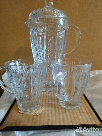 Хрустальный кувшин с кружками СССР