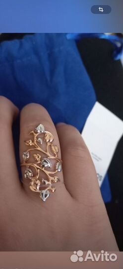 Позолоченное кольцо 925 пробы
