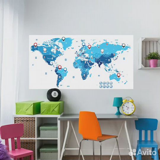 Декоретто наклейки интерьерные синяя карта