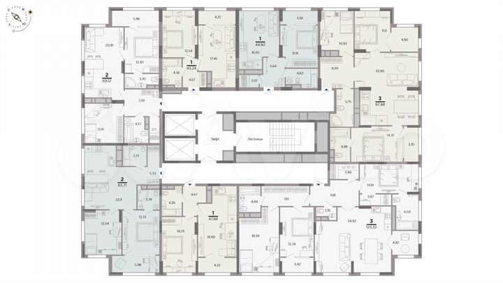 3-к. квартира, 121,6 м², 24/25 эт.