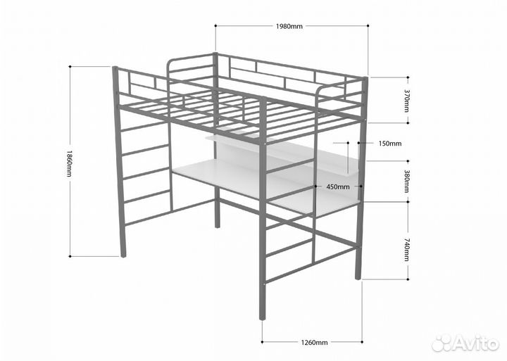 Кровать-чердак Амстердам 120