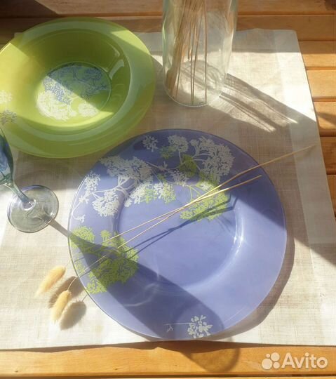 Набор посуды luminarc, стекло, зеленый, сиреневый