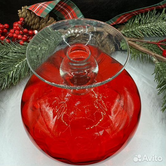 Конфетница на ножке СССР. Цветное стекло