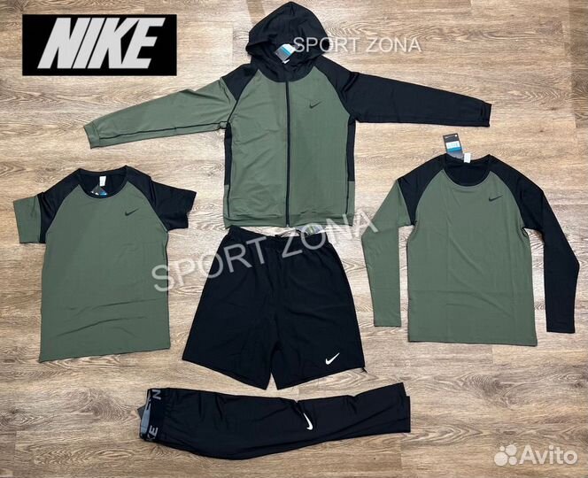 Рашгард мужской комплект 5в1 nike цвет хаки