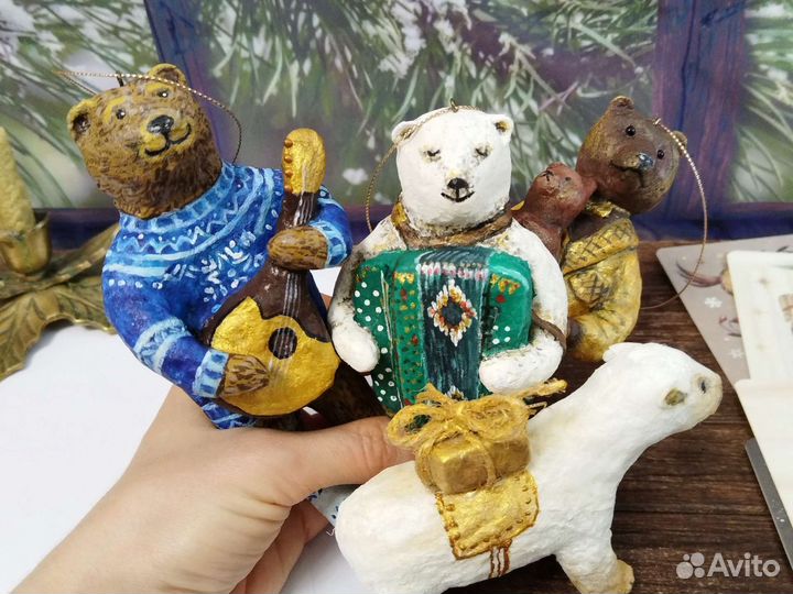 Ватные елочные игрушки