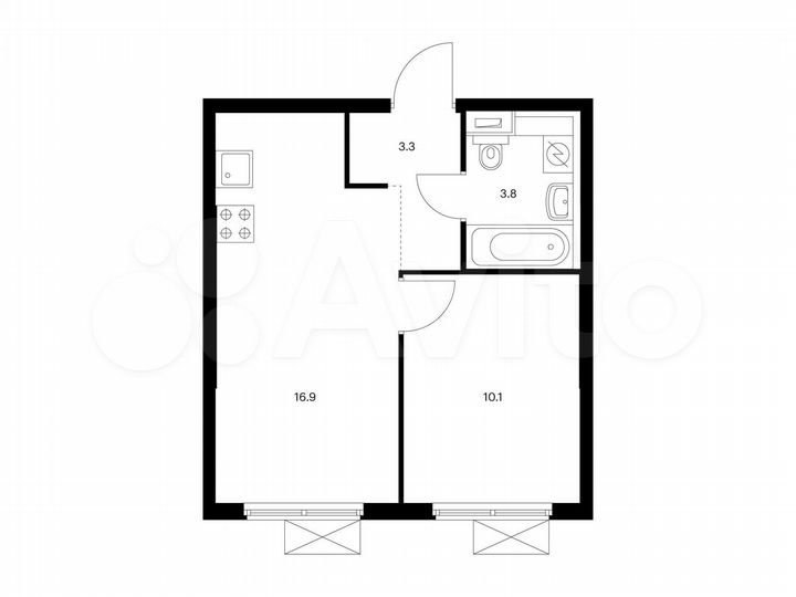 1-к. квартира, 34,1 м², 7/16 эт.