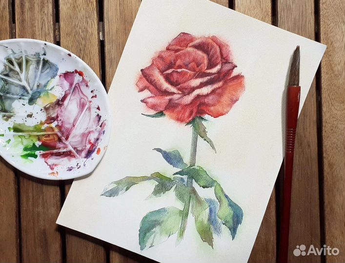 Акварельные розы, картина, постер