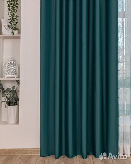 Комплект штор блэкаут Марсель Зеленый опал