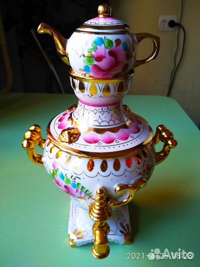 Самовар сувенирный Гжель, СССР, 80-е