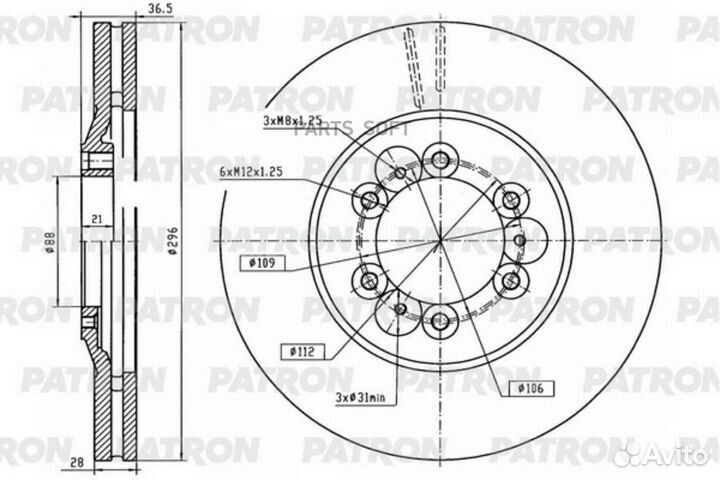 Диск тормозной передн GW Hover H5 (дизель) / H3 Turbo (d 296 mm)