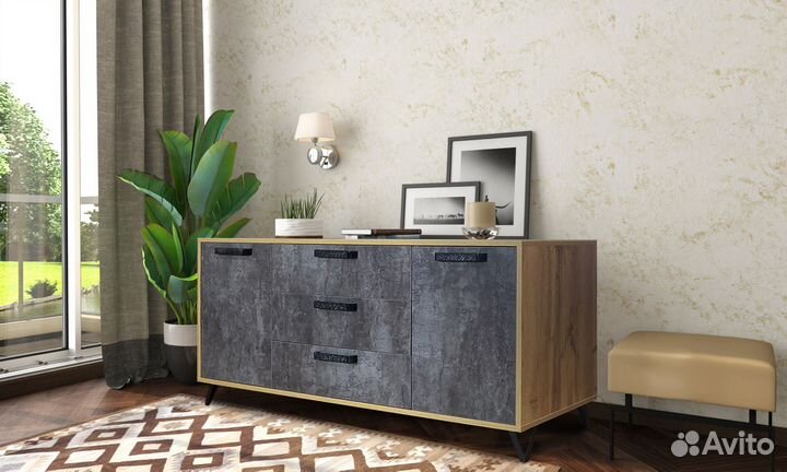 Тумба с ящиками Пируэт вотан/бетон темный 1403