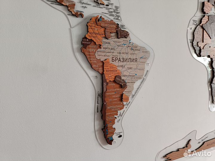 Деревянная карта мира самая подробная 3d