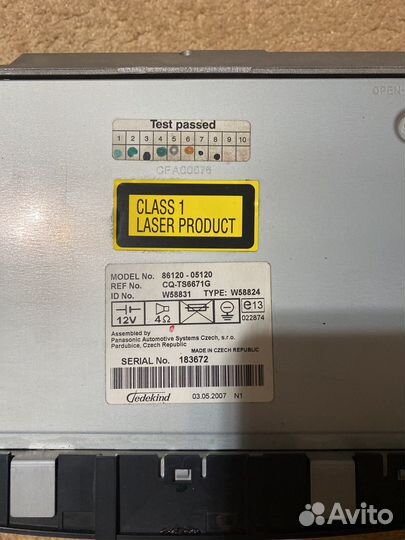 Магнитола toyota avensis