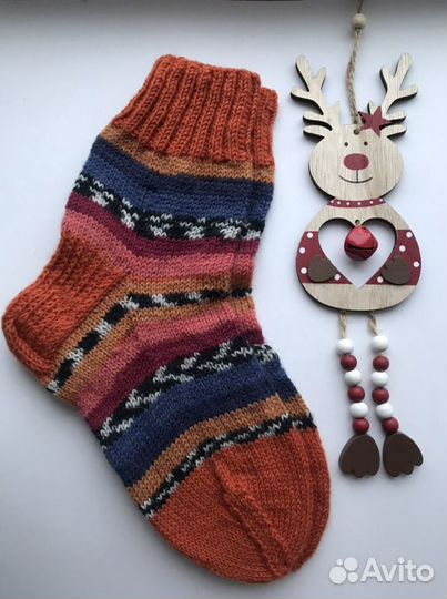 Носки ручной вязки шерстяные