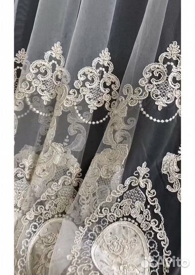 Тюль с бархатными вставками