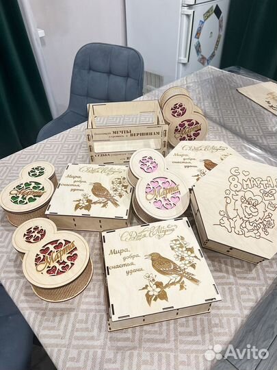 Деревянные подарочные коробки подарки на 8 марта