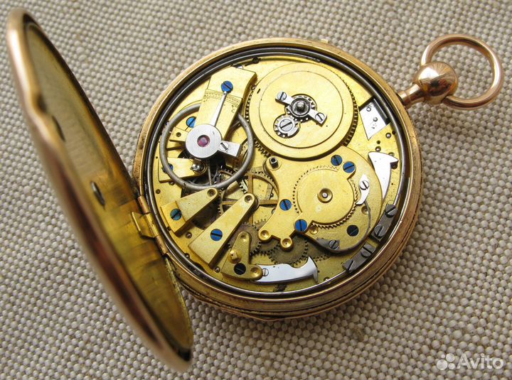 Часы карманные, репетир четвертной, золото 750 про