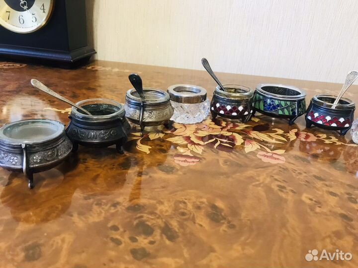 Солонки мельхиор хрусталь СССР