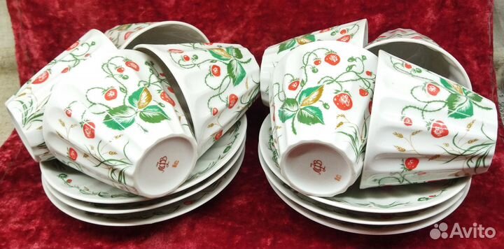 Чайная пара Лучистая Земляника лфз СССР