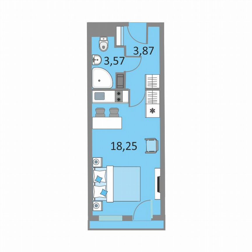 1-к. апартаменты, 26,2 м², 12/13 эт.