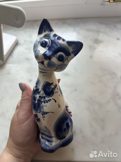 Статуэтка кошка, гжель