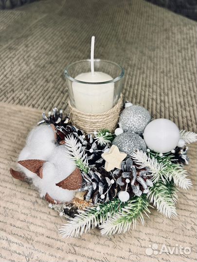 Подсвечник новогодний/рождественский своими руками