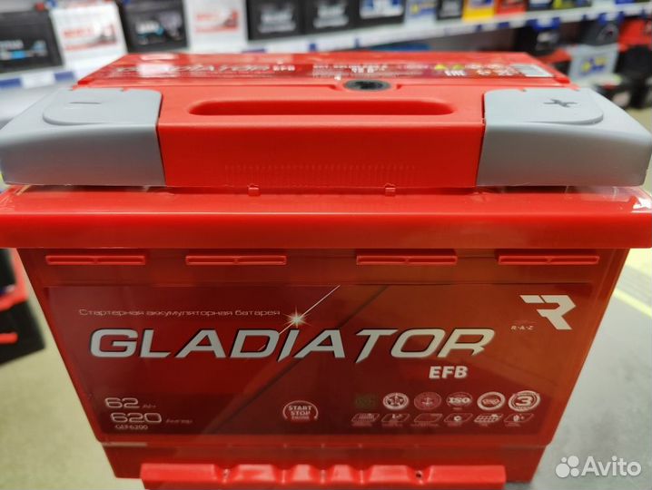 Акб 62Ач Gladiatior EFB, хорош для режима 